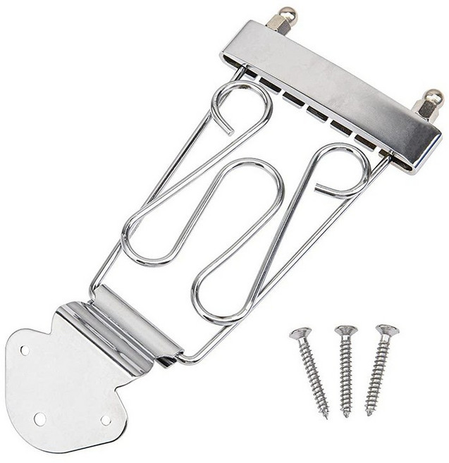 Yootones 6스트링 트래피즈 테일피스 기타 브릿지 1개 나사 포함 재즈 아치탑 일렉트릭 기타와 호환 (실버)