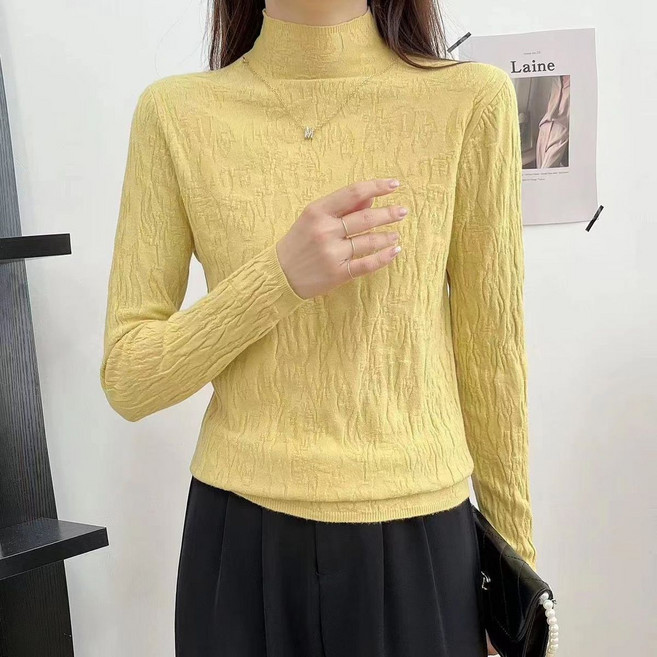 여성 봄가을 반터틀넥 폴라티 슬림핏 긴팔 티셔츠 루즈핏 데일리룩 면 이너티 패션 레깅스 상의 WMY