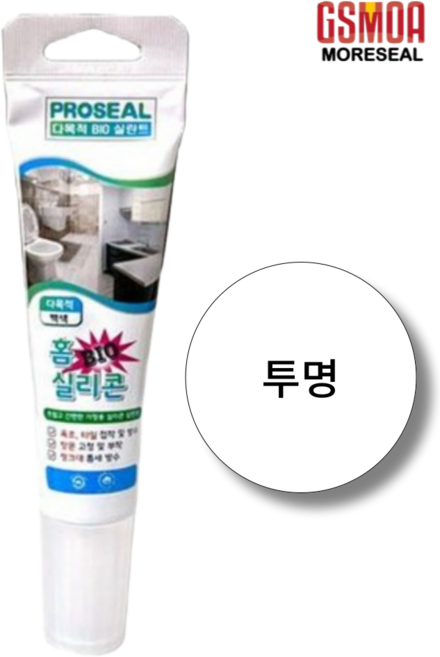 투명 튜브 실리콘 욕실용 욕실 화장실 주방 비초산 친환경 실리콘 홈바이오 E-7100, 1개