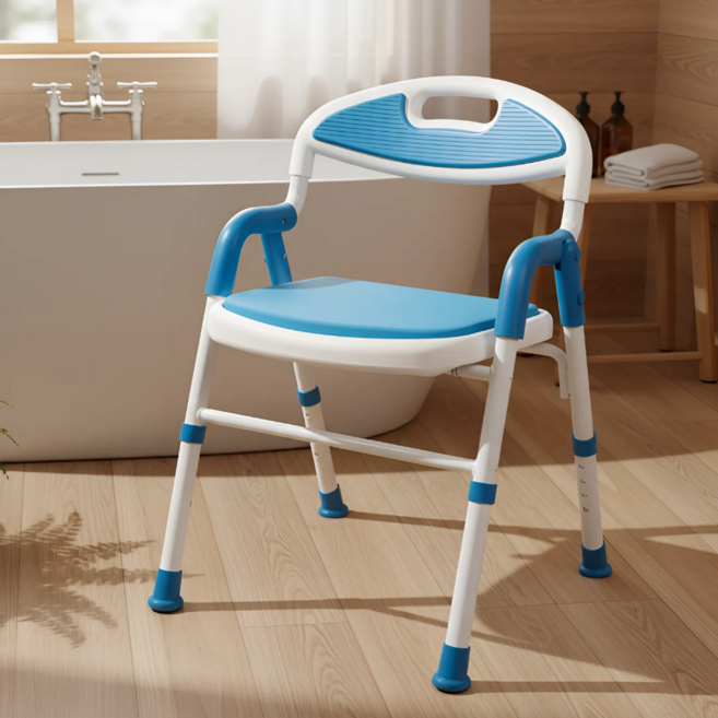 진산 접이식 노인 목욕의자 158블루 등받이 환자용 욕실 샤워의자 어르신 장애인, 1개, 블루