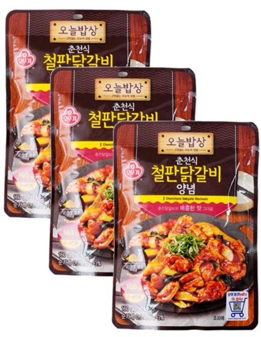 오뚜기 오늘밥상 춘천식철판닭갈비양념 160g 3개, 2세트
