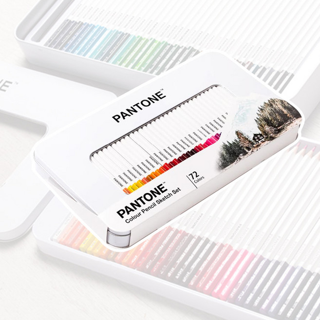 [오피스스쿨] PANTONE 팬톤 72색 수채화/오일 색연필세트 (물붓펜포함) 드로잉색연필 고급 프리미엄 전문가용 펜톤, 팬톤 72색 유성(일반) 색연필세트