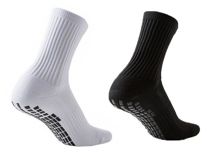 예삐스토어 1+1 논슬립 스포츠 중목 양말 미끄럼방지 쿠션 헬스 러닝 축구 농구 테니스, 1세트, 화이트+블랙