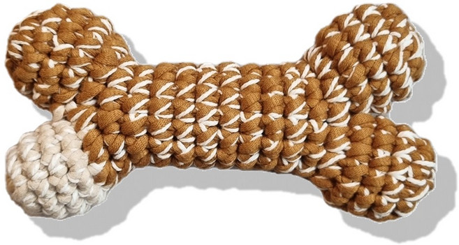 발멍 솜 안빠지는 핸드메이드 강아지 장난감 뼈다귀 삑삑이 ver.2, 1개, 브라운