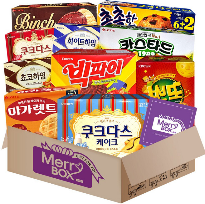 탕비실 과자세트2호(초코하임+화이트하임+쿠크다스케이크+촉촉한초코칩+빈츠+쿠크다스+마가레트+뽀또+카스타드+빅파이)+메세지카드, 10종, 1세트