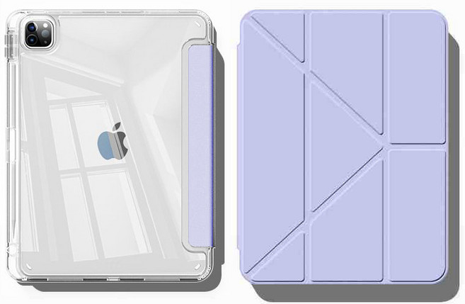 不發黃 高透亞克力 帶筆槽 變形保護套 適用於iPad Air7 Air6 10.2吋, 1個, 星雲紫