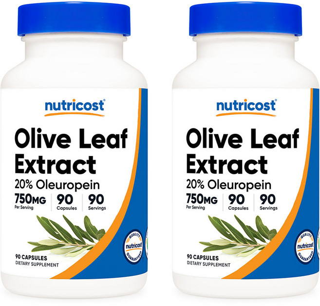 뉴트리코스트 올리브 리프 750mg 올류로핀 20% 90캡슐 2병, 2개, 90정