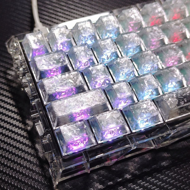 碳纖維紋理鍵帽鍛碳紋理PC霧透磁軸機械鍵盤帽通用wooting美加獅, 1個, 碳纖維白側刻（130鍵盒裝）送拔鍵器