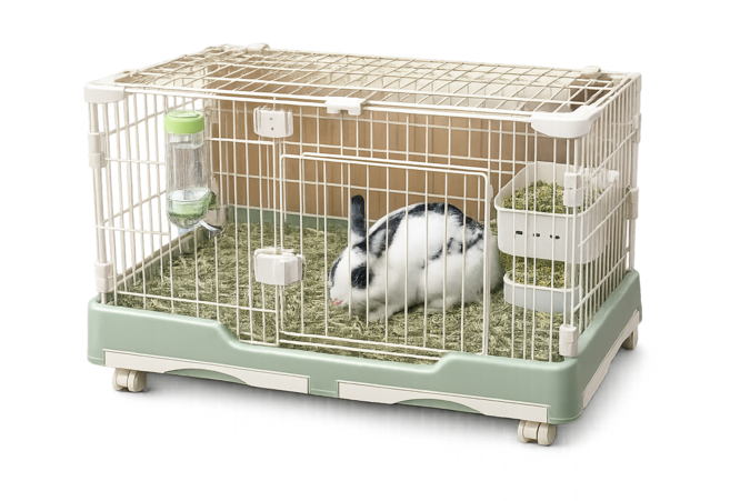 寵傢好 單層兔籠(三種尺寸) 可移動寵物籠 綠色 贈濕紙巾200片, 1個, 綠色  贈濕紙巾200片,82*57*66cm, 1個裝