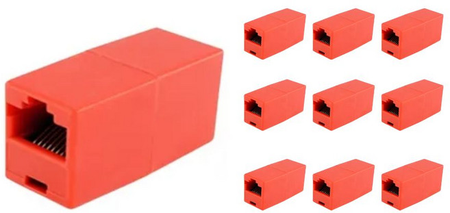 JG산전 (정품) 고급형 인터넷 커플러 I형 커플러 (RJ45) 레드컬러, 10개