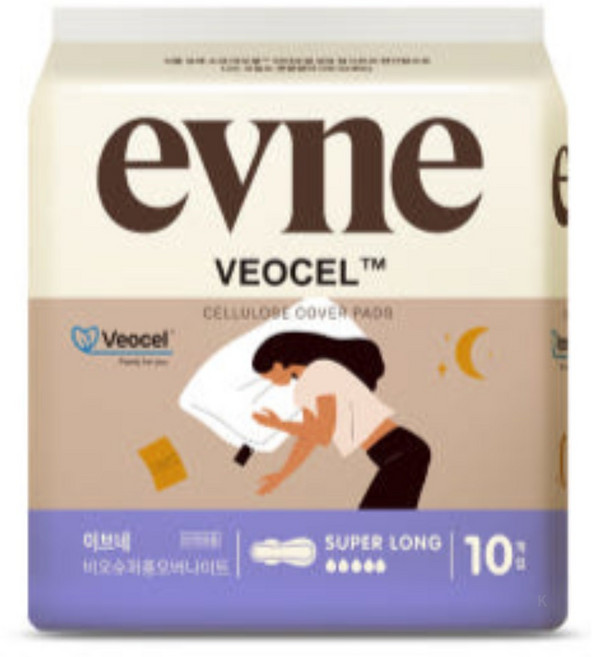 이브네 비오셀 생리대 날개형, 오버나이트, 10개입, 50개