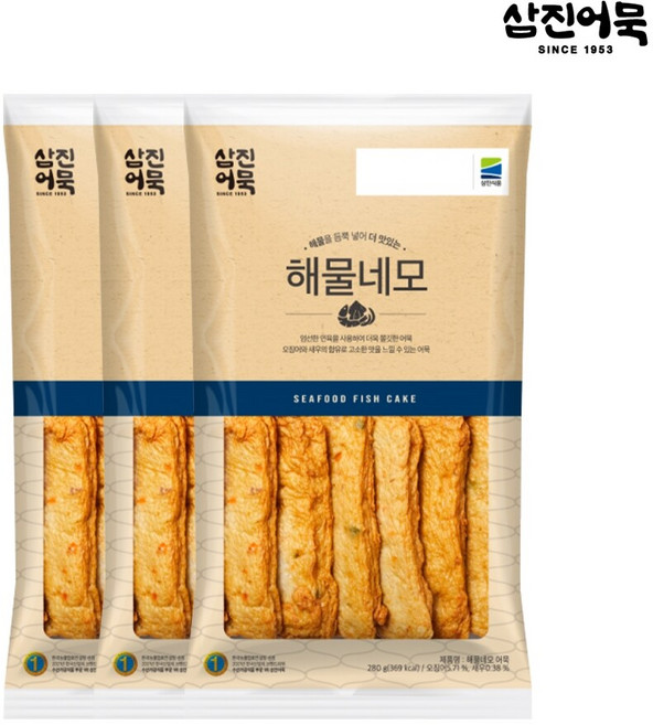 [삼진어묵] 해물네모 1봉 280g (7개입) x 3개, 삼진어묵 해물네모 1봉 280g 7개입 x 3개