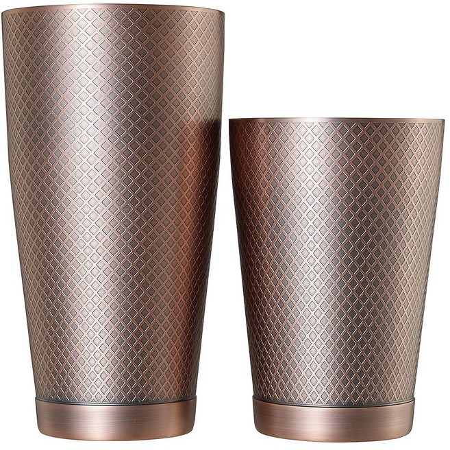 바플라이 다이아몬드 격자 셰이커 세트 골드 도금, 18 oz & 28 oz Set, Stainless Steel, 1개
