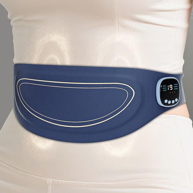 DDJJ 저주파 허리마사지기 ems 무선 허리안마 온열찜질기 충전식, 딥블루