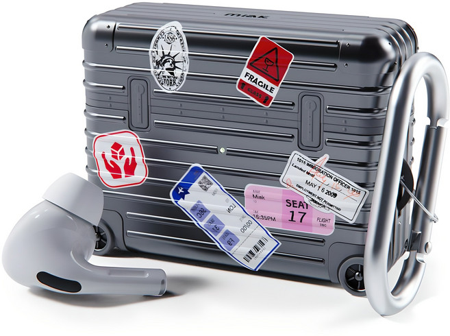 미아크 에어팟 캐리어 케이스 + 스티커 3종 세트, 에어팟프로1/2세대, 블랙, 1개