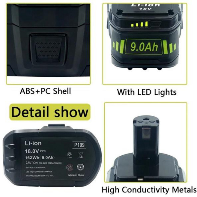 6.0Ah9.0Ah 리튬이온 배터리 교체품 (레이오비 18V 원 플러스 RB18L60 BPL1820 P103 전동 공구용), 01 only charger