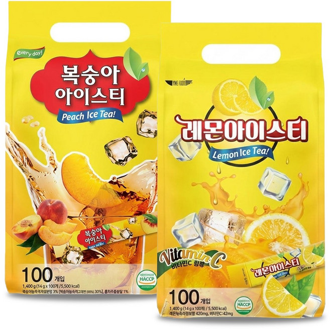 이데이 레몬 아이스티 100T+복숭아 아이스티 100T