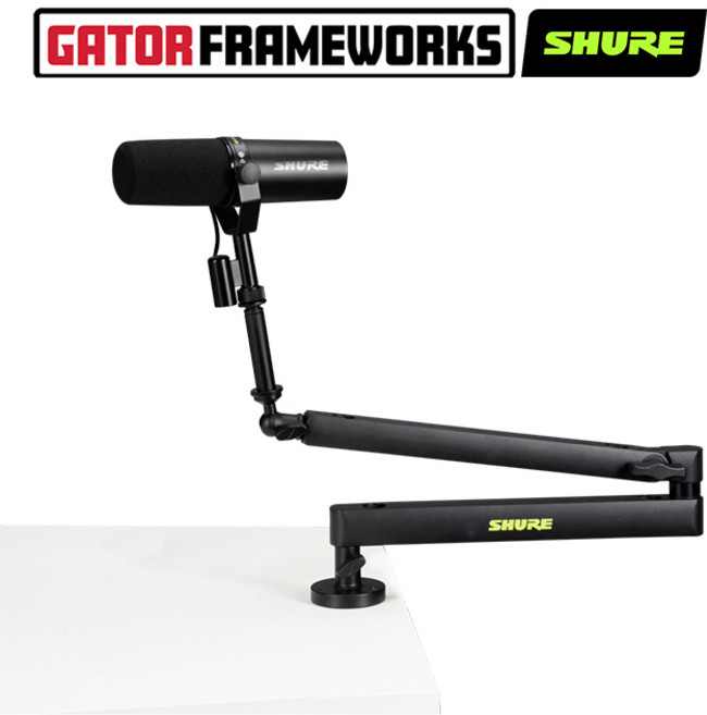 게이터&슈어 Gator Frameworks & Shure Deluxe Desktop Mic Boom Stand 데스크탑 마이크 붐스탠드 (SH-BROADCAST2), 1개