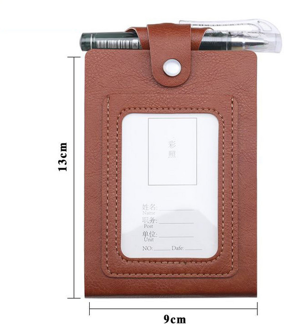 LongFatoys JINGHENG 휴대용 목걸이 숏 메모장 자 작업 가능 LOGO, 다크브라운