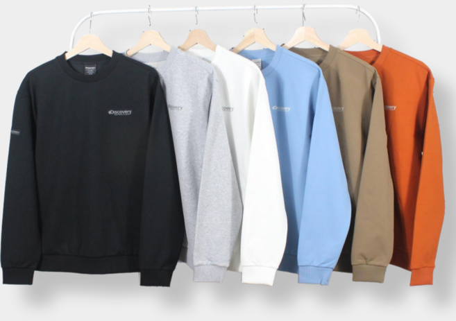 [백화점정품] 디스커버리 맨투맨 티셔츠 세미오버핏 긴팔 남성 여성 루네 트렌디랩