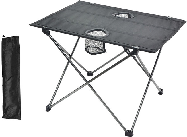 자캠 백패킹 초경량 캠핑 테이블 더블 포켓 740g, 블랙