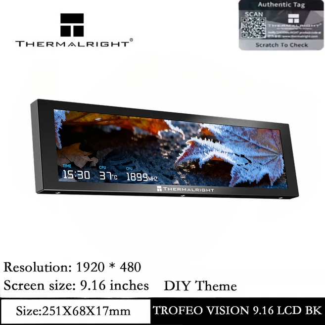 Thermalright TROFEO VISION LCD 검정색 해상도 1280480 6.86 풀 컬러 디스플레이 화면 USB Type-C 지원, 01 CHINA