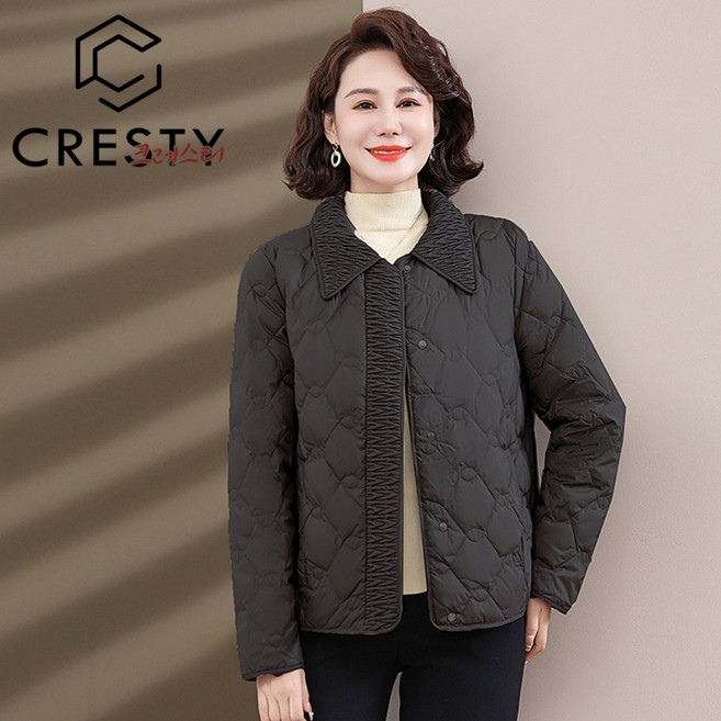 크레스티 겨울 엄마 슬림 코트 루즈핏 포켓 얇은 패딩 점퍼
