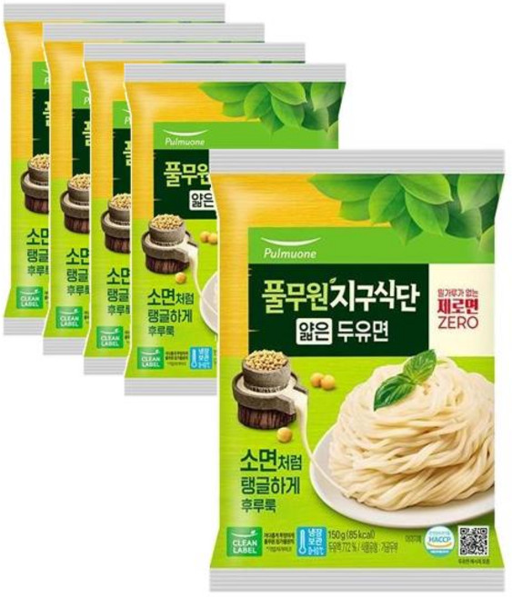 풀무원지구식단 얇은 두유면 5개 150g