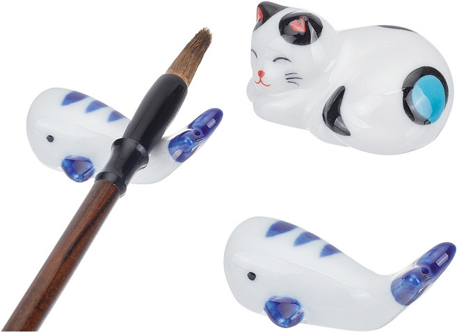 동물 모양 도자기 붓받침 화이트 5.6cm 2개