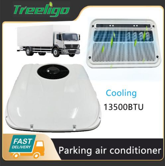 무시동에어컨 Treeligo 냉각 RV 옥상 모터 홈 트럭 캠핑카 밴 캐러밴용 전기 주차 공기 AC 유닛 13500BTU 12V 24V 화물차, 1) 12V