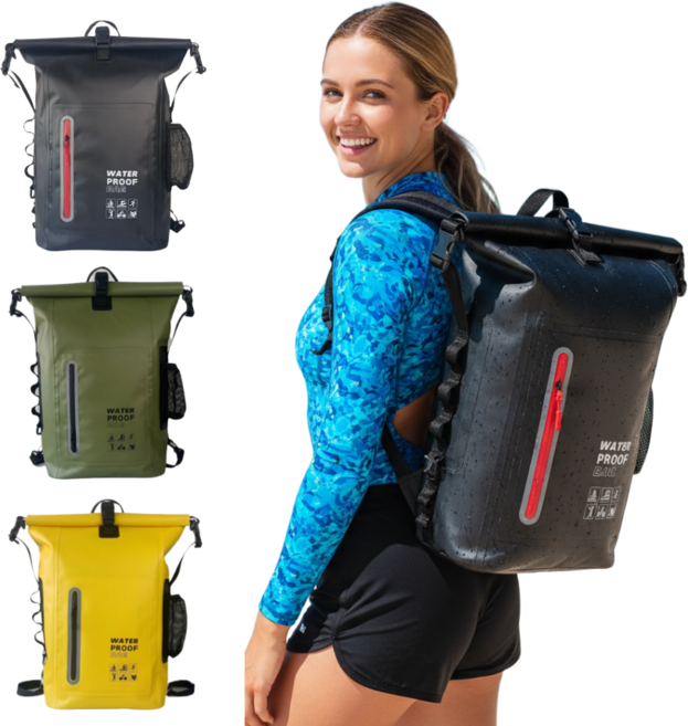 보르미쥬 드라이백 방수가방 물놀이 다용도 백팩 25L, 옐로우