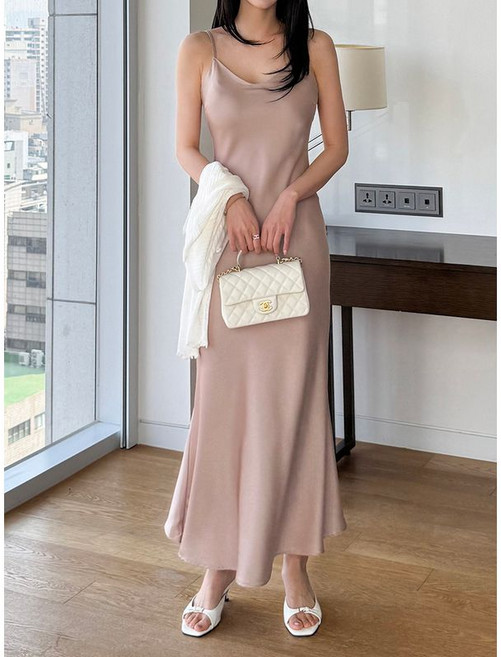 끈조절 실키 롱 원피스_M2505OP604B
