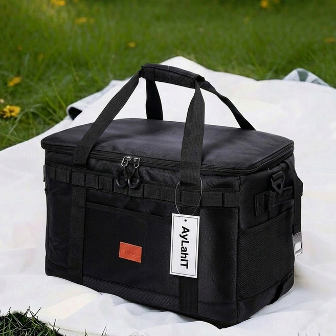 아일라잇 대용량 캠핑 피크닉 보냉백, 42L, 블랙