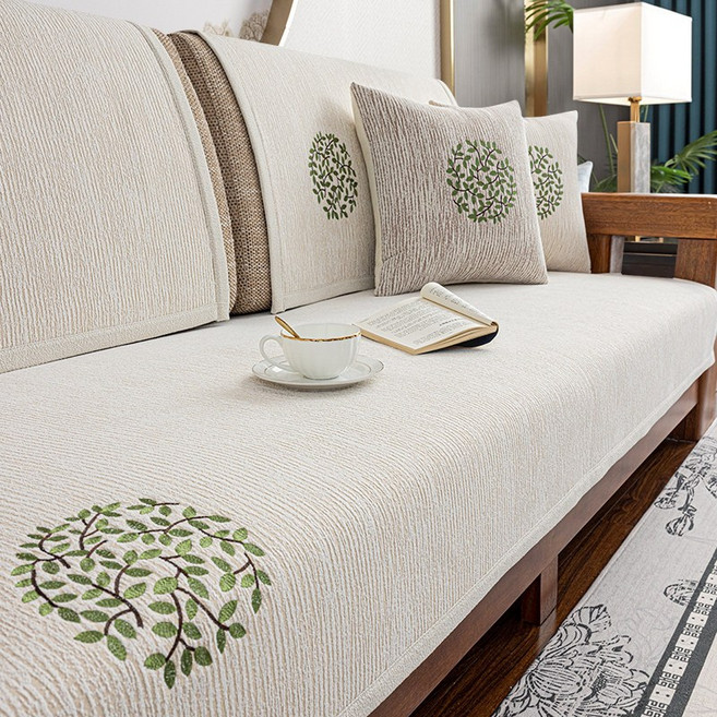 소파쿠션 사계절 원목방석 미끄럼방지 셰닐소파커버 고급패브릭 소파패드 4인용 쇼파덮개 리클라이너커버 거실용