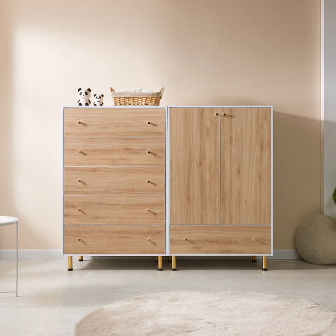 해해동동 LPM(EO) 아티 다리형 1600 서랍 옷장세트, 아카시아