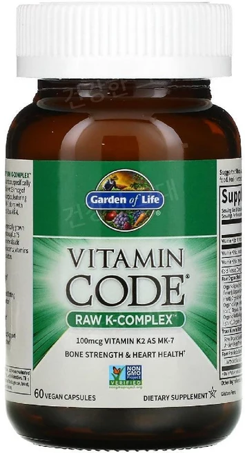 가든오브라이프 비타민코드 RAW 비타민K 메나퀴논 60캡슐 비타민케이 VitaminK, 1개, 60정 - 쿠팡