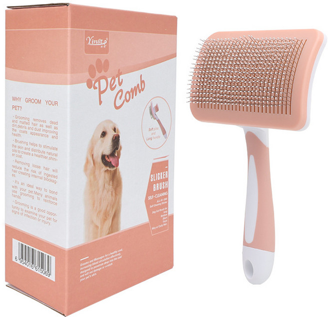 반려동물 원터치 브러쉬 10.9x4.9x16.9cm, 1개, 오렌지