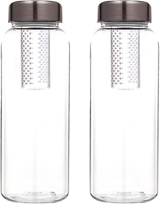 블랙눈금 차거름망 티보틀 보리차 티백 트라이탄 그레이메탈 보틀, 2개, 1L, 무지 트라이탄 그레이메탈