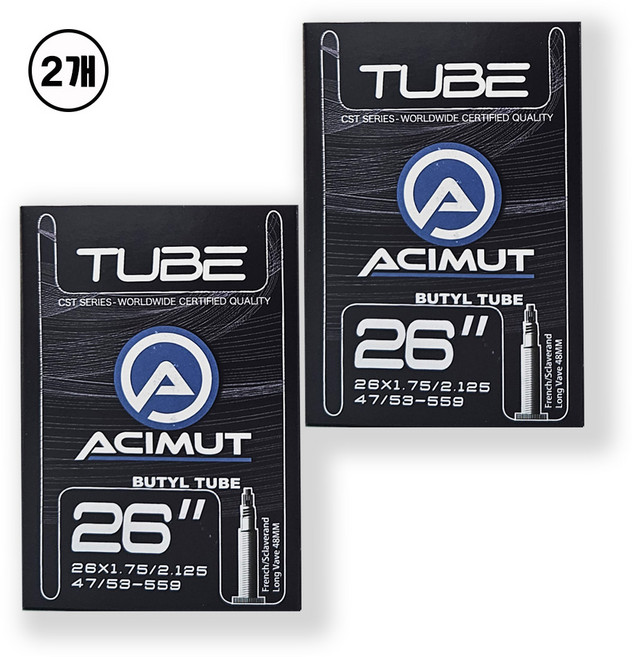 ACIMUT X CST MTB 자전거 튜브 26X1.75/2.125 프레스타밸브 48mm, 2개