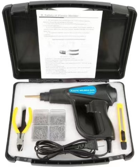 BOSJOB 汽車塑膠焊槍 焊機 修復工具, 1個, 塑焊機送鉗子+200焊釘+網
