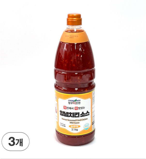 청우더진한 양념치킨 순한맛 소스 업소용 치킨 소스 대용량, 2.1kg, 3개