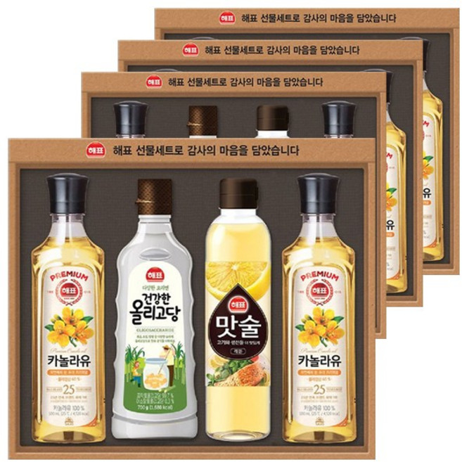 설날 선물세트 사조 해표 안심특선 행복나눔호 4set 카놀라유 올리고당 추석 선물, 4개, 2.2L
