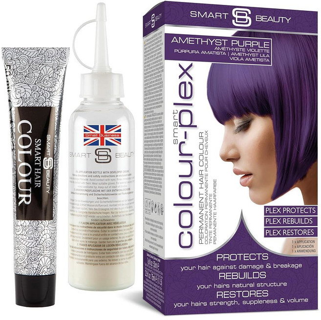 자수정 퍼플 염색 영구제 손상 방지 플렉스 헤어 케어 비건 및 크루얼티 프리 100% 그레이 커버 컬러 모든 타입에 적합합니다. 스마트 뷰티, Purple