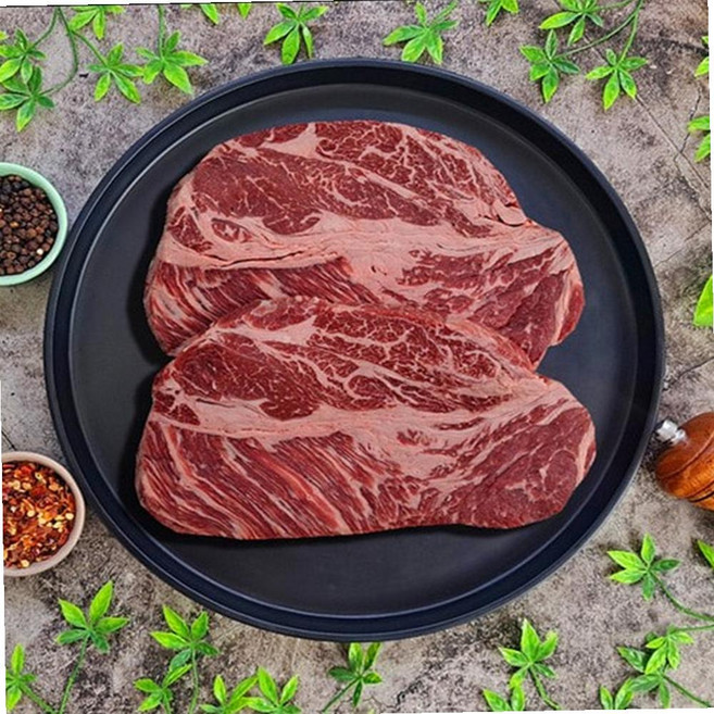 VGD 미국산 냉장 척아이롤 꽃등심 스테이크 2.5cm 500g 소고기 구이 척아이롤굽기 척아이롤부위 척아이스테이크, 1개
