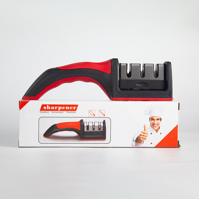 주방용 3슬롯 칼날 연마기 도매 칼날 칼갈이 연마봉 사포 숫돌 전기 칼날 전동칼갈이 칼갈이 전기칼갈이 충전식칼갈이 자동칼갈이 전동연마기 칼갈이 주방칼갈이 전동숫돌 칼연마기 가위갈이, 2개, 검정빨강 영어 상자