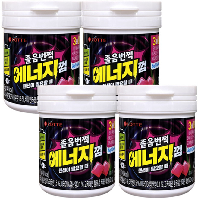롯데 졸음번쩍 에너지껌 용기, 87g, 4개