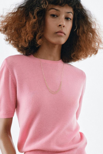 ZARA 자라 100% 울 쇼트 슬리브 스웨터 - 츄잉검 144435