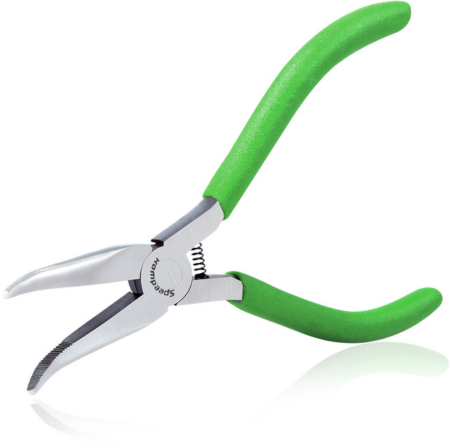 SPEEDWOX 보석용 미니 벤트 노즈 플라이어 4-1/2인치 45도 곡선 톱니 모양 턱 작은 얇은 바늘 노즈 마이크로 체인 노즈 플라이어 제작, 1개