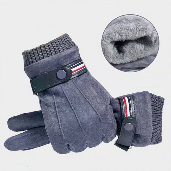 [도매플랜]겨울 남자 운전 기모 털 스웨이드 방한 장갑 스마트폰 터치 벨벳 남성장갑