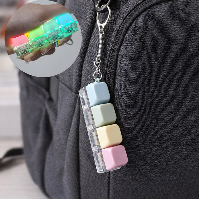 쉐리엘 LED 조명 스트레스 해소 파스텔 키캡 키링, 1개